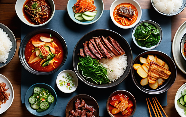 한식 홈파티 메뉴 추천 - Image Prompt 1: The Interactive Korean BBQ Feast**