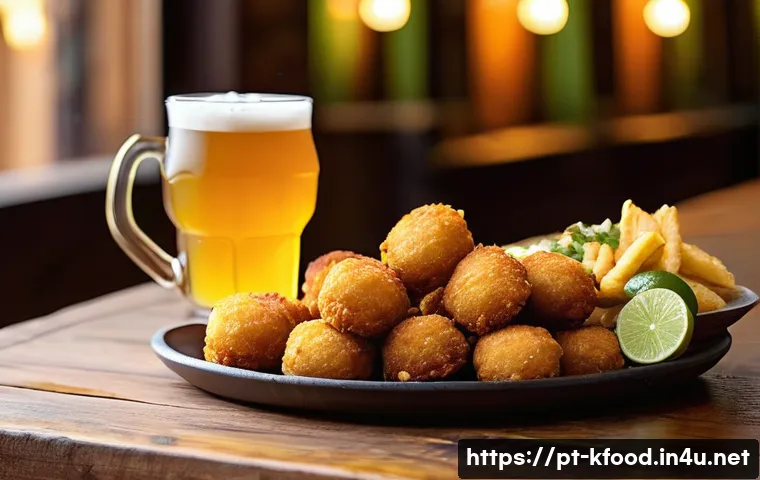 한식 주점 인기 메뉴 - A rustic wooden table set in a cozy Brazilian bar environment, featuring a vibrant platter of tradit...