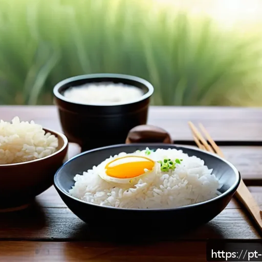 한식 즉석밥 종류와 비교 - A cozy kitchen scene featuring a steaming bowl of traditional white instant rice served on a rustic ...
